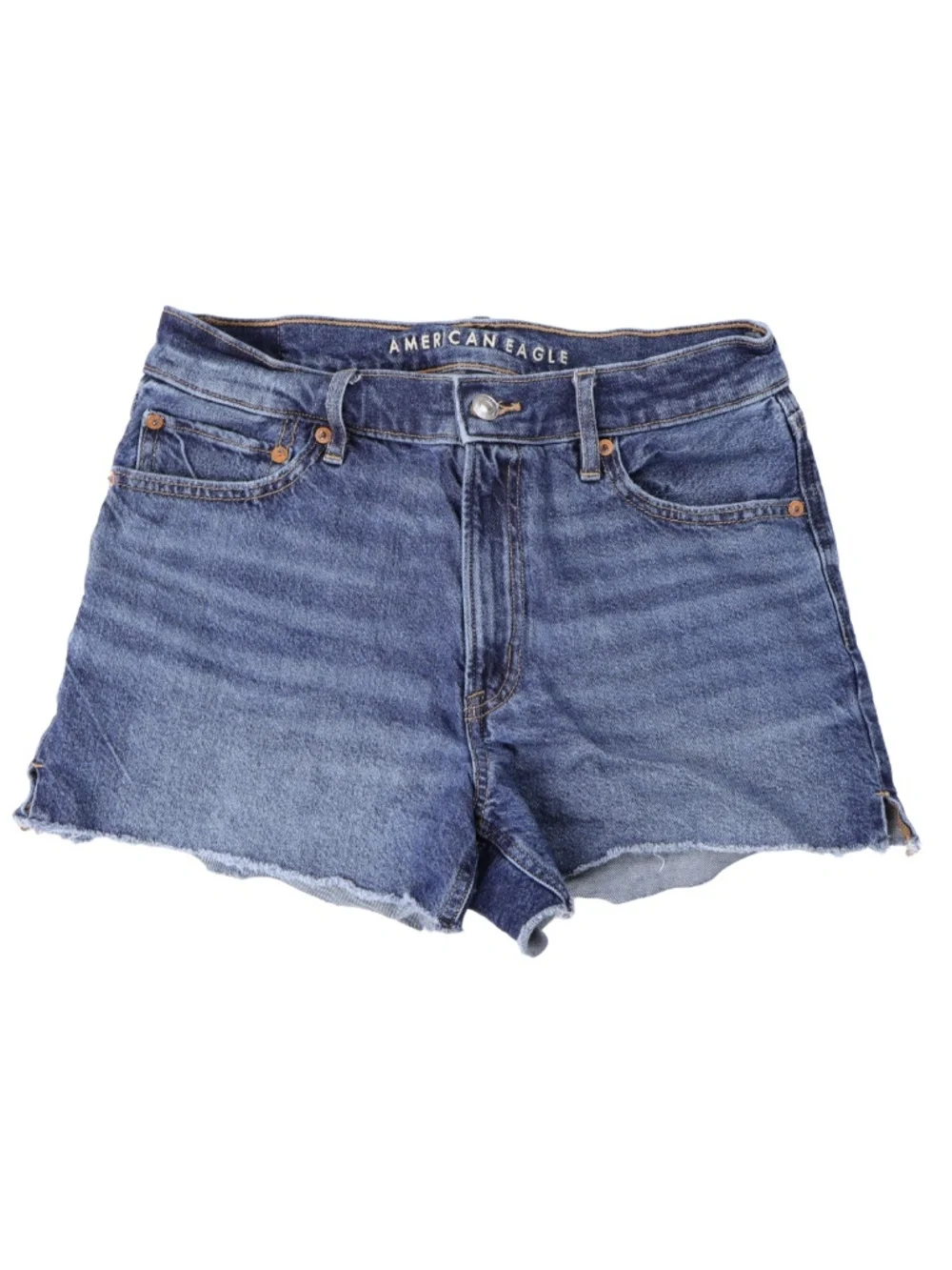 American Eagle Relaxed Denim Shorts Size 6 High Rise Raw Hem Blue Jean Shorts